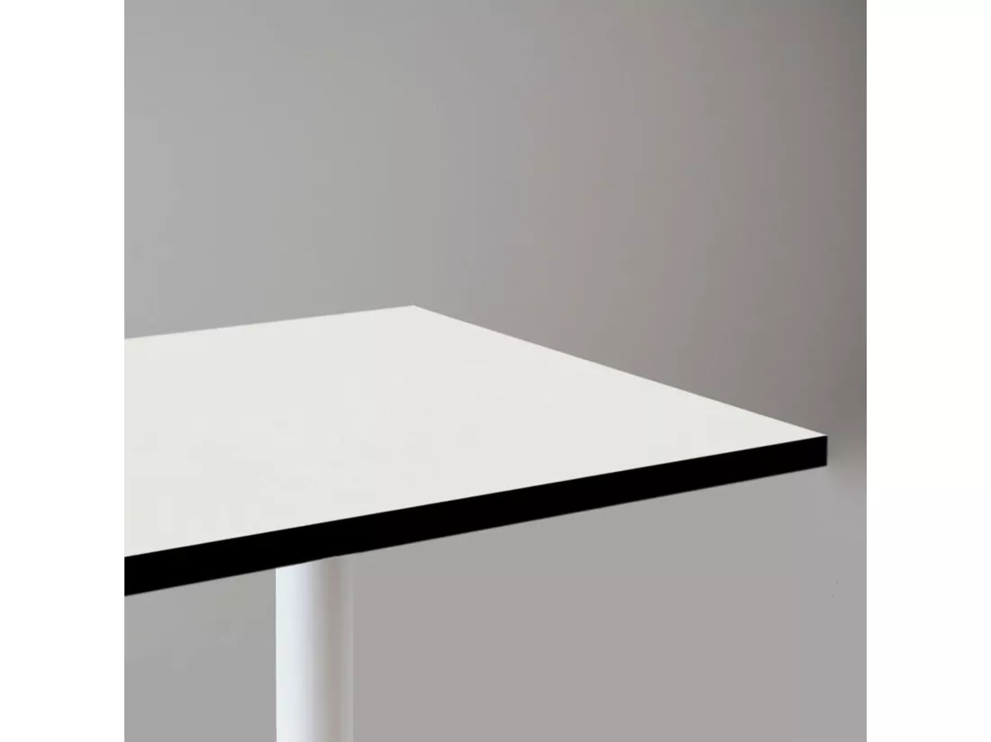 Mange-debout 60 x 60 cm - modèle Round pied blanc blanc chants noir