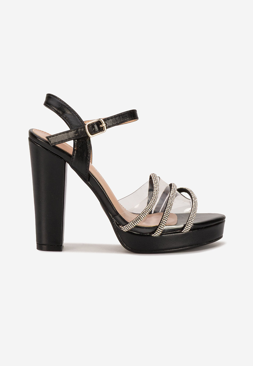 Sandales à talon épais noires Valarie
