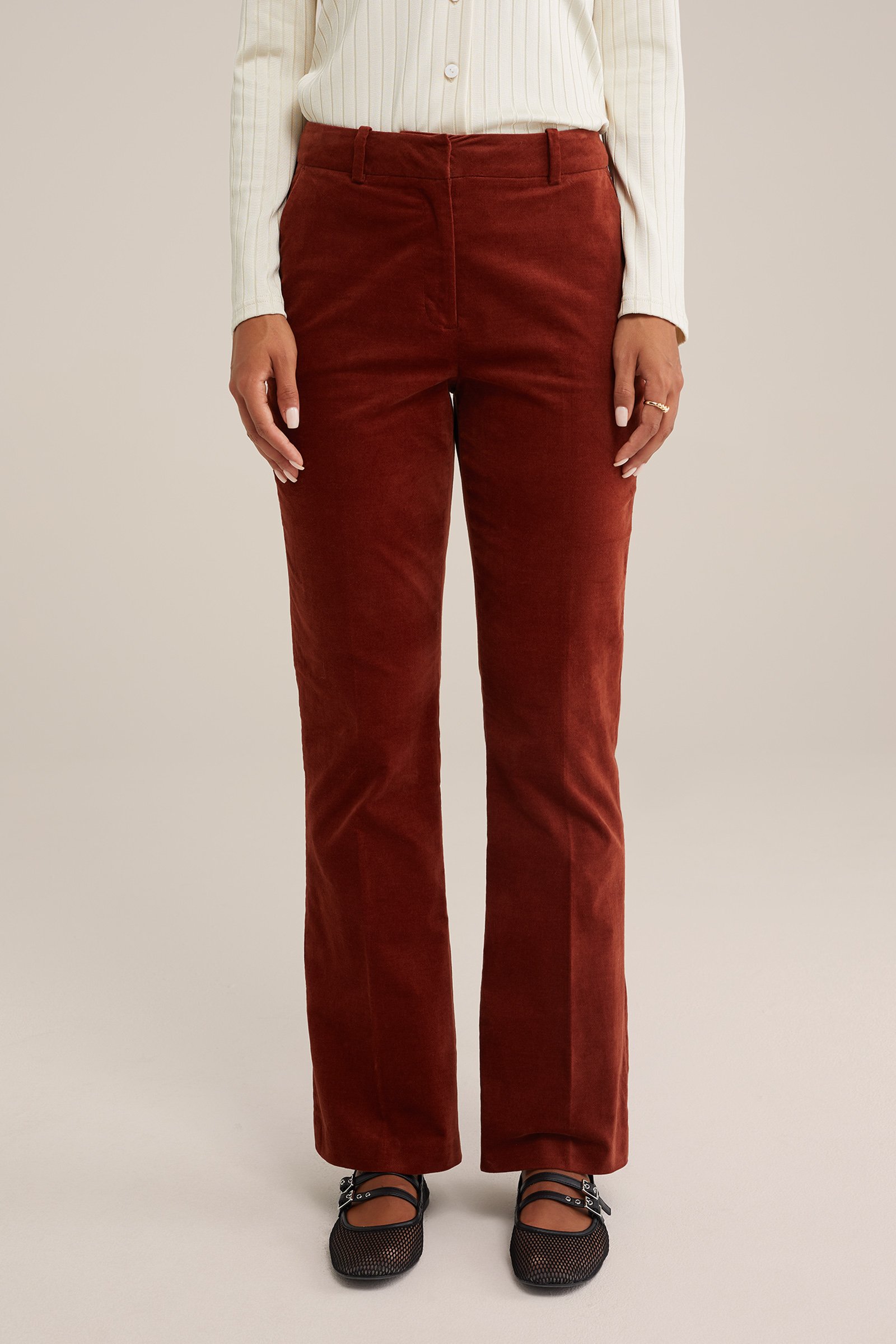velvet flared pantalon WE Fashion Bruin