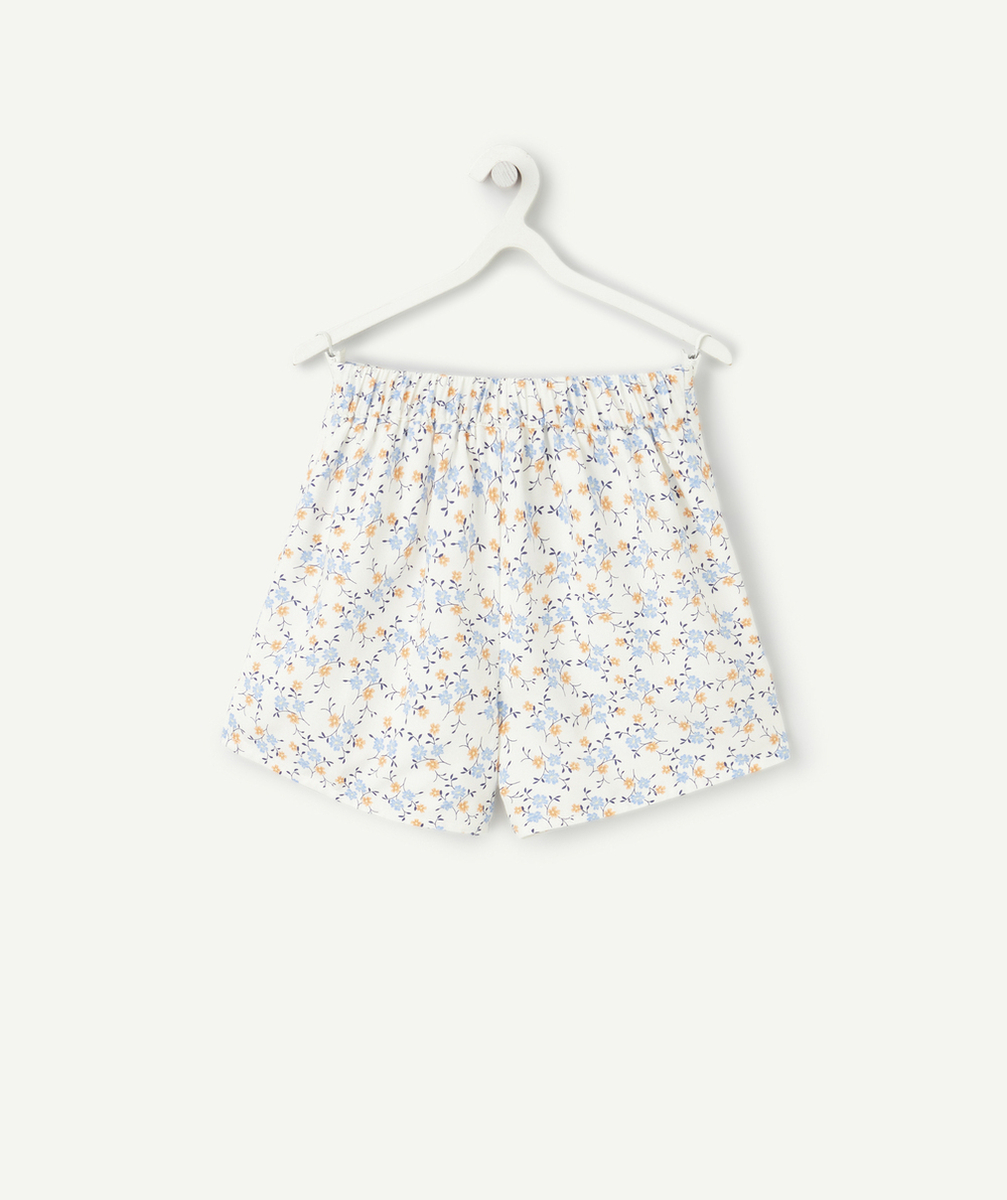 SHORT FLUIDE FILLE EN VISCOSE RESPONSABLE IMRPRIMÉ FLEURI AVEC OUVERTURES