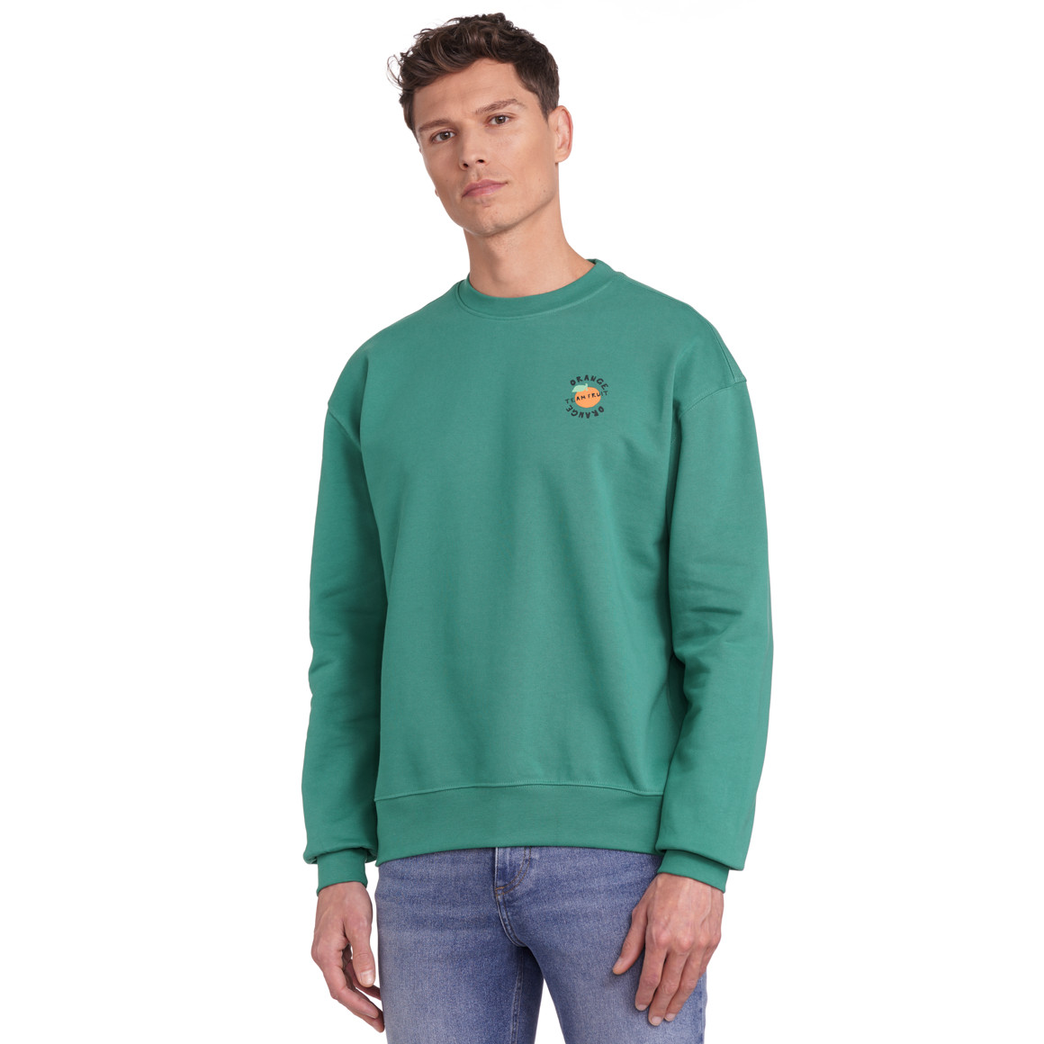 Jonas Nielsen Herren Sweatshirt mit großem Rücken-Print dunkelgrün