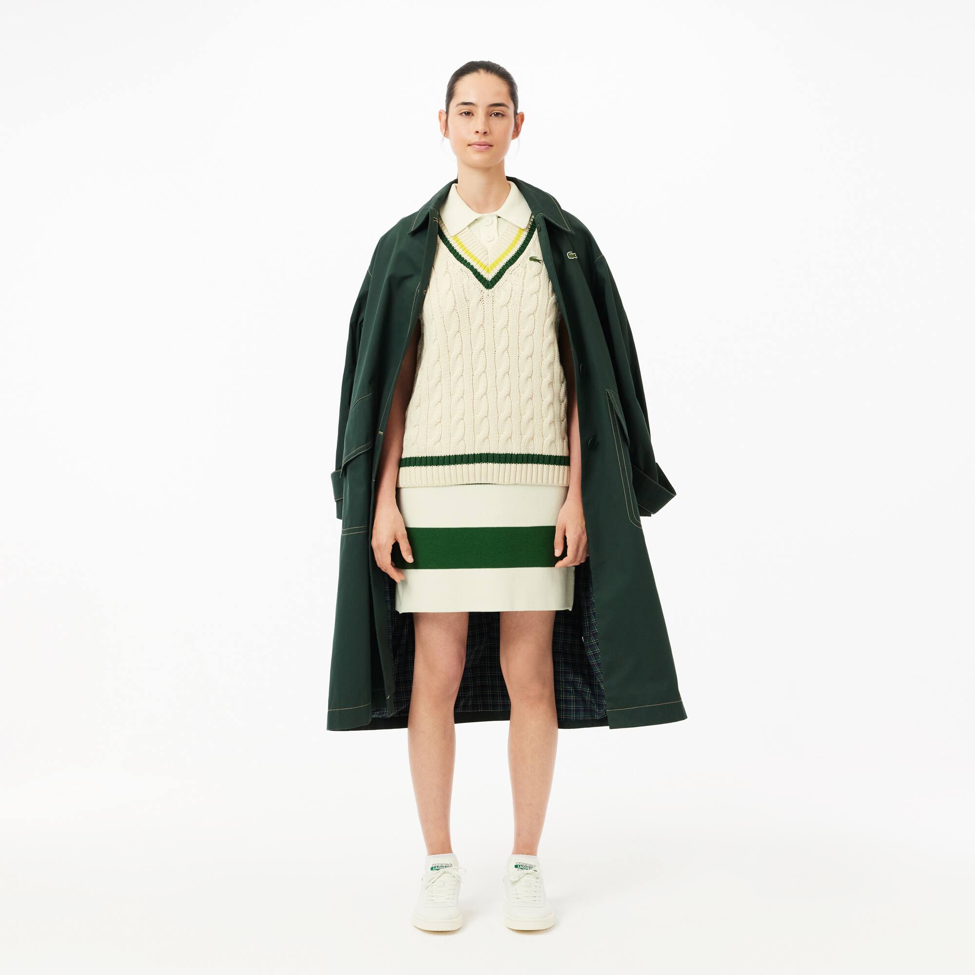 Polokleid mit Streifen, in Frankreich hergestellt Kleider & Röcke - Weiss - Lacoste - Damen