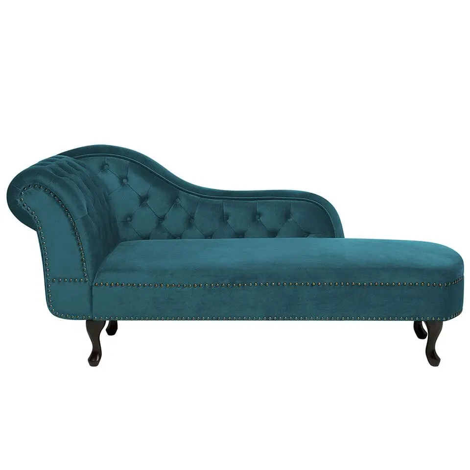 NIMES - Chaise longue - Groen Blauw - Linkerzijde - Fluweel
