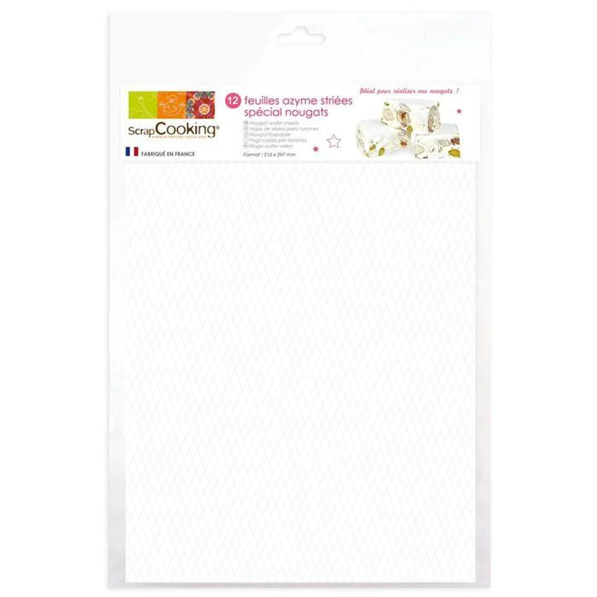 24 feuilles azymes blanches A4 pour nougat Scrapcooking
