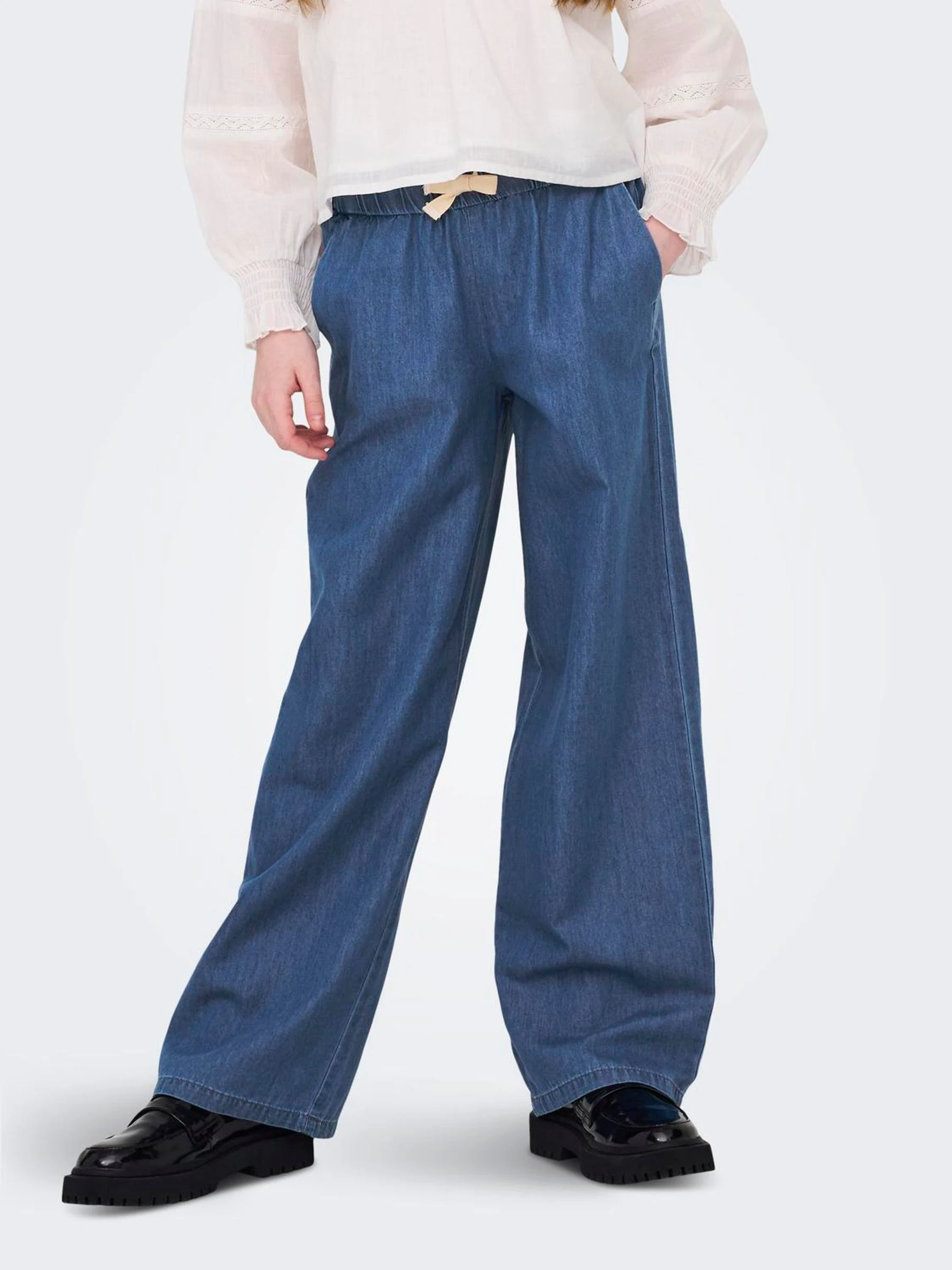 ONLY KIDS Comfort Tie Waist Wide Leg Jeans