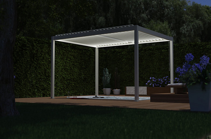 Eclairage d'extérieur 2 bandeaux LED Cameo dans profilé alu blanc 9010M 4 m