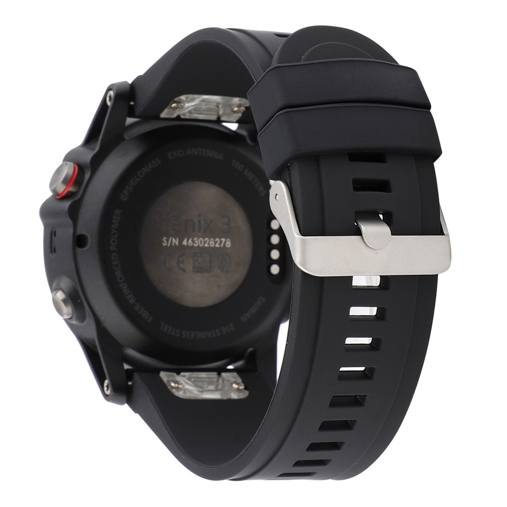(Gr. M) Garmin Fenix 6 / 6 Pro / 5 / 5 Plus / Forerunner 935 Ersatz Sport Armband aus Silikon (Gelenkumfang 162-247 mm) - Schwarz