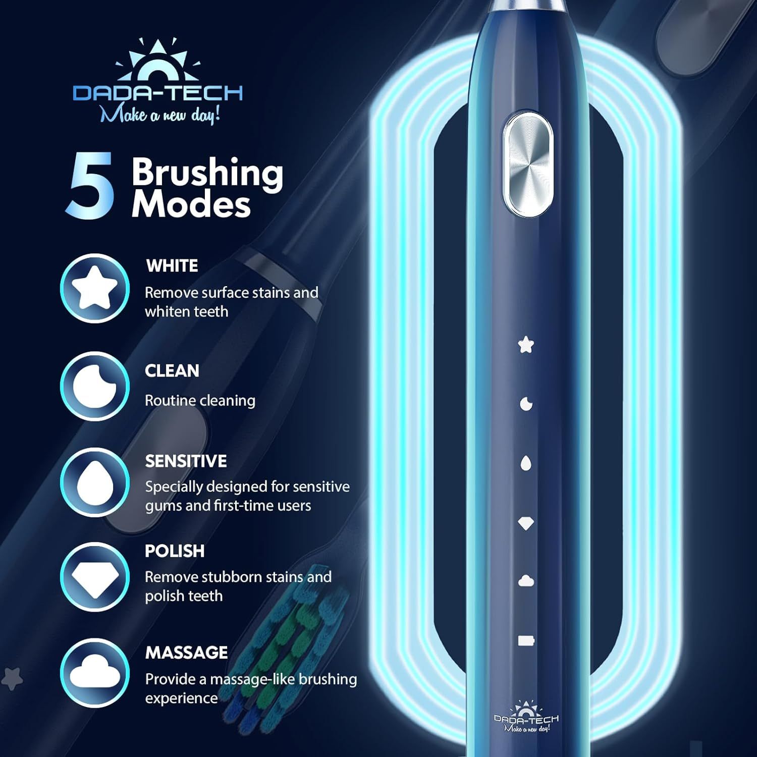 Dada-Tech Elektrische Zahnbürste mit Schalltechnologie