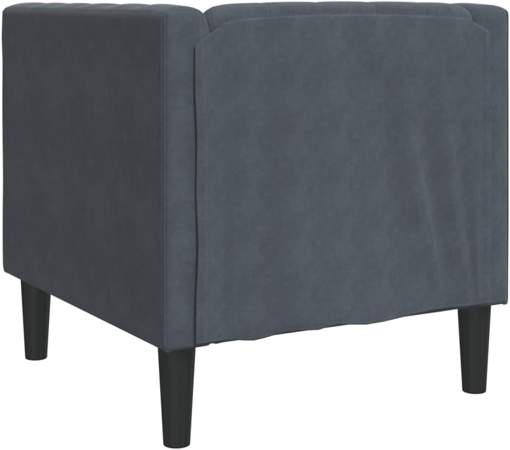 Chesterfield Sessel Dunkelgrau Samt, Polstersessel im klassischen Stil, komfortable Sitzgelegenheit für Wohnzimmer, stabil und elegant, 71 x 74,5 x 70,5 cm
