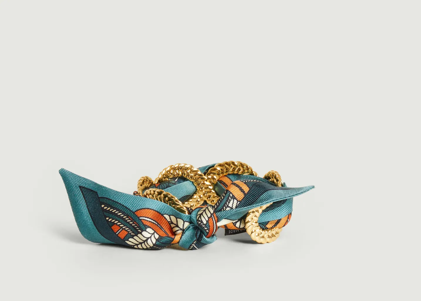 Bracelet manchette plaqué or et soie Tresse Tresse An-nee