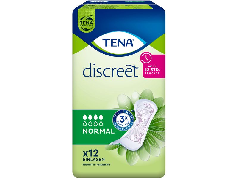 Tena Inkontinenz Einlagen Discreet Normal 12 Stück Diskreter und sicherer Schutz bei mittlerer Blasenschwäche