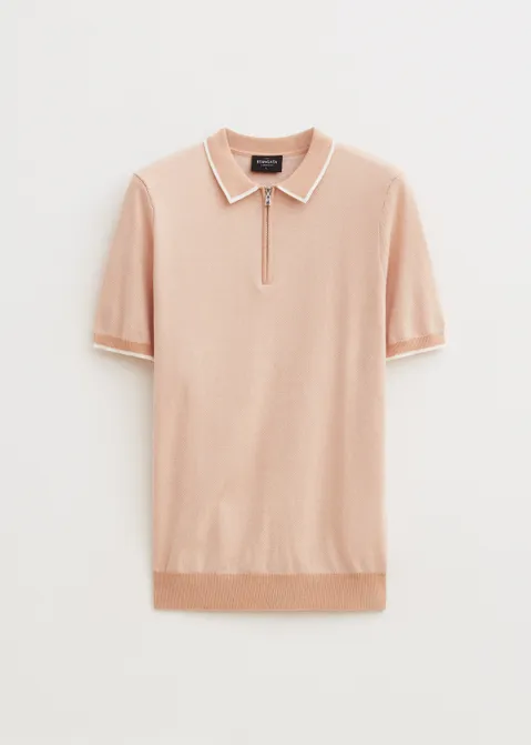 Polo half zip rood (PEACH)