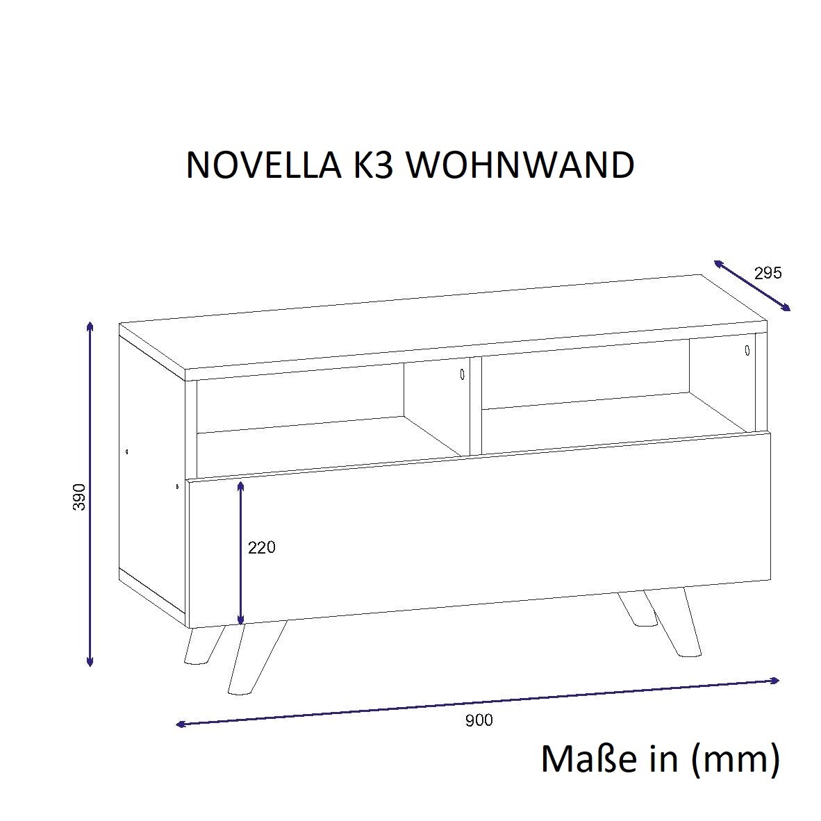 Wohnwand Novella K3 Weiß Walnuss