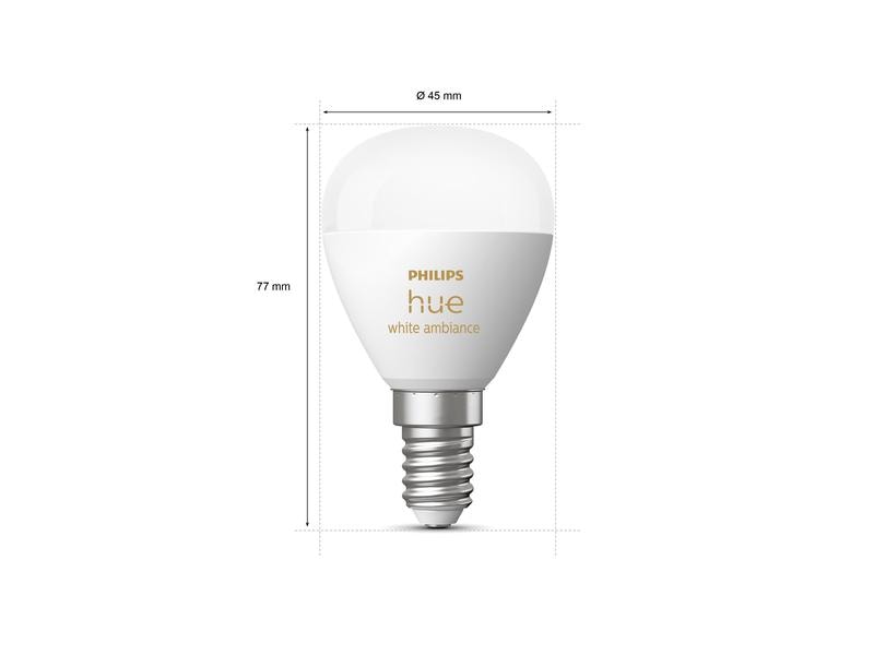 Philips Hue White Ambiance E14 Luster Tropfen 2er Set 2 x 4 Smartes Hue E14-Leuchtmittel