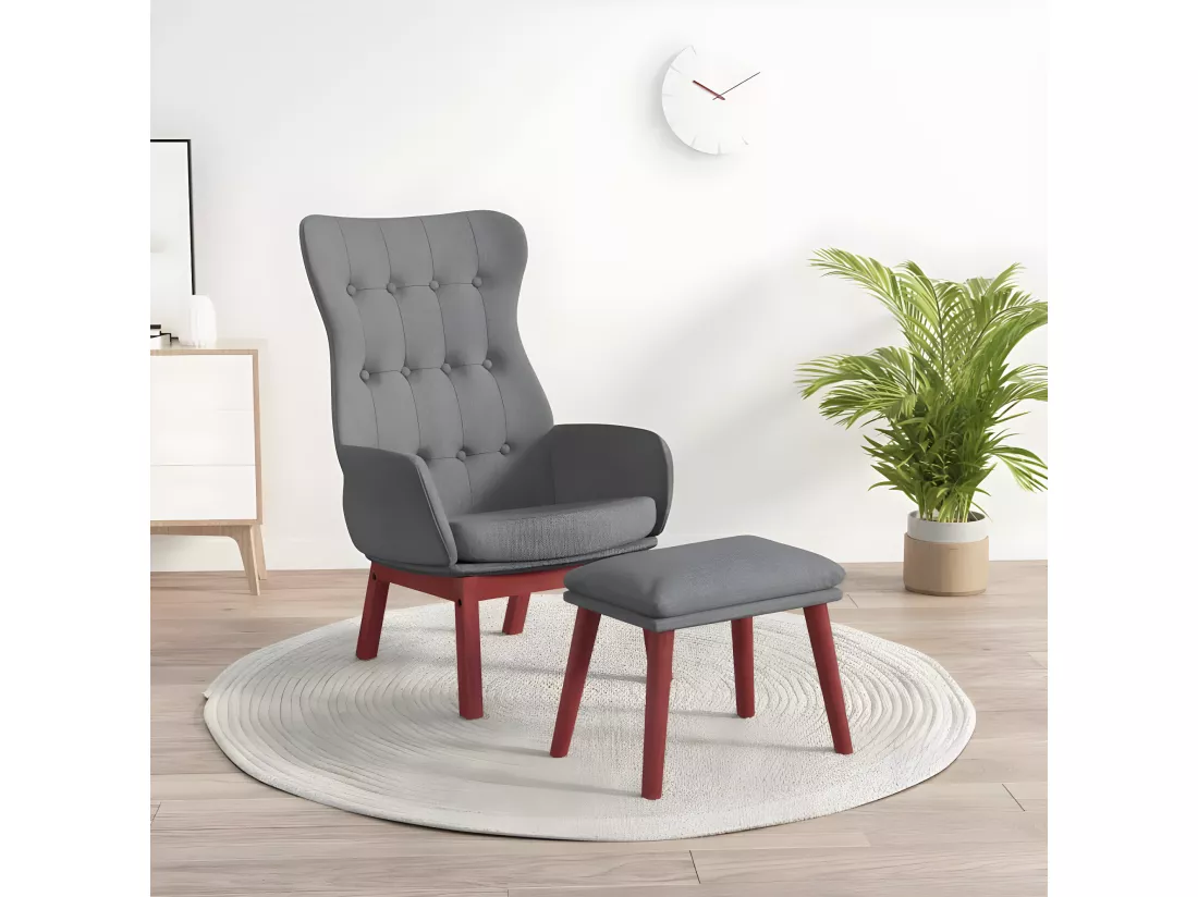 Chaise de relaxation avec repose-pied Gris clair Tissu