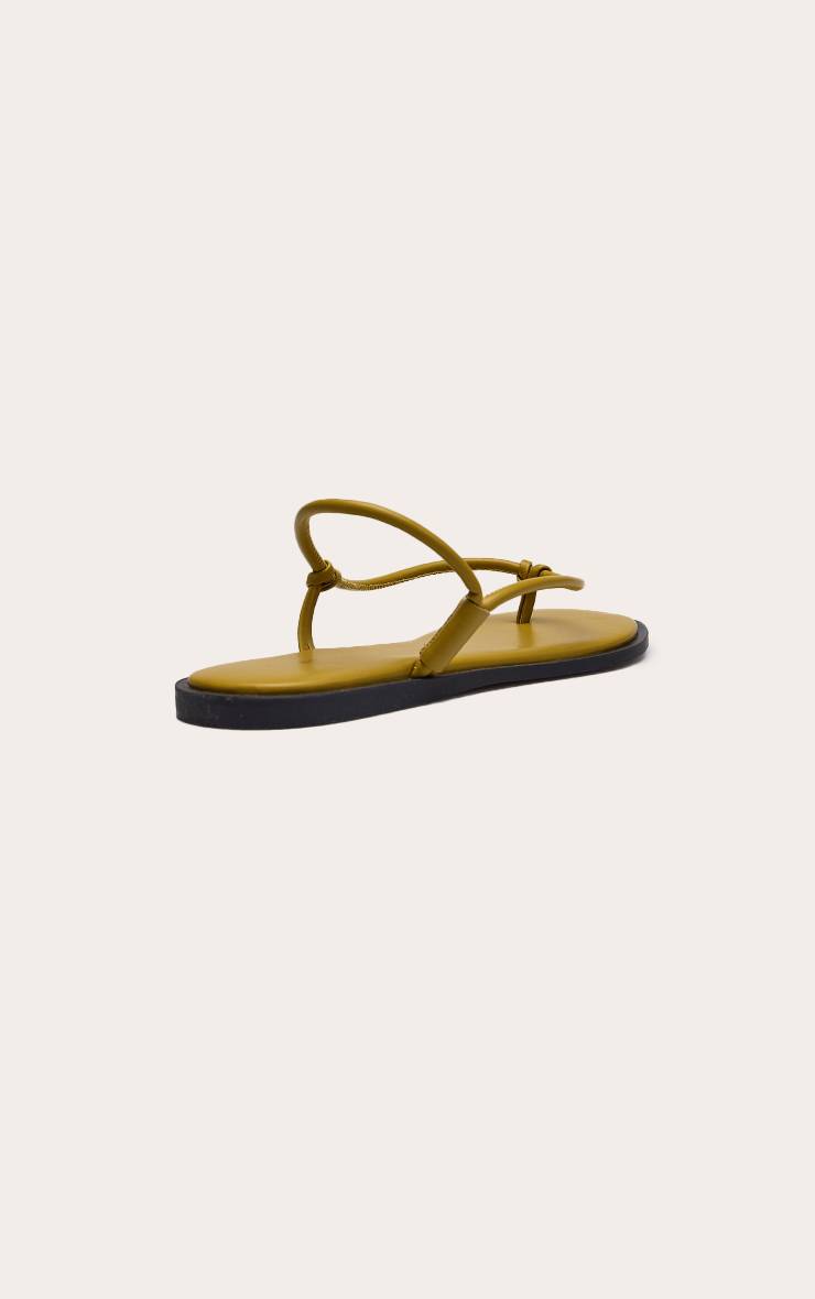 Vert Olive Sandales Minimalistes À Entredoigt En Synthétiquecuir