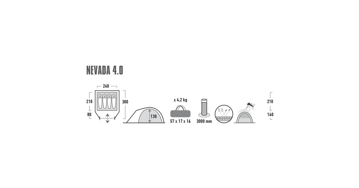 High PeakNevada 4.0 tent  (Grijs/neongroen)