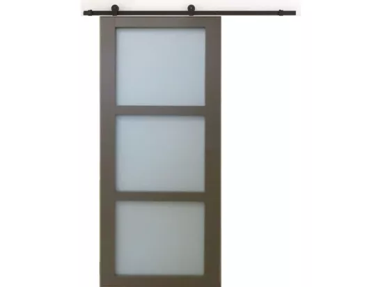 Porte Coulissante Marron Ral7006 Vitee H204 X L73 + Rail A Roulette + 2 Coquilles Gd Menuiseries