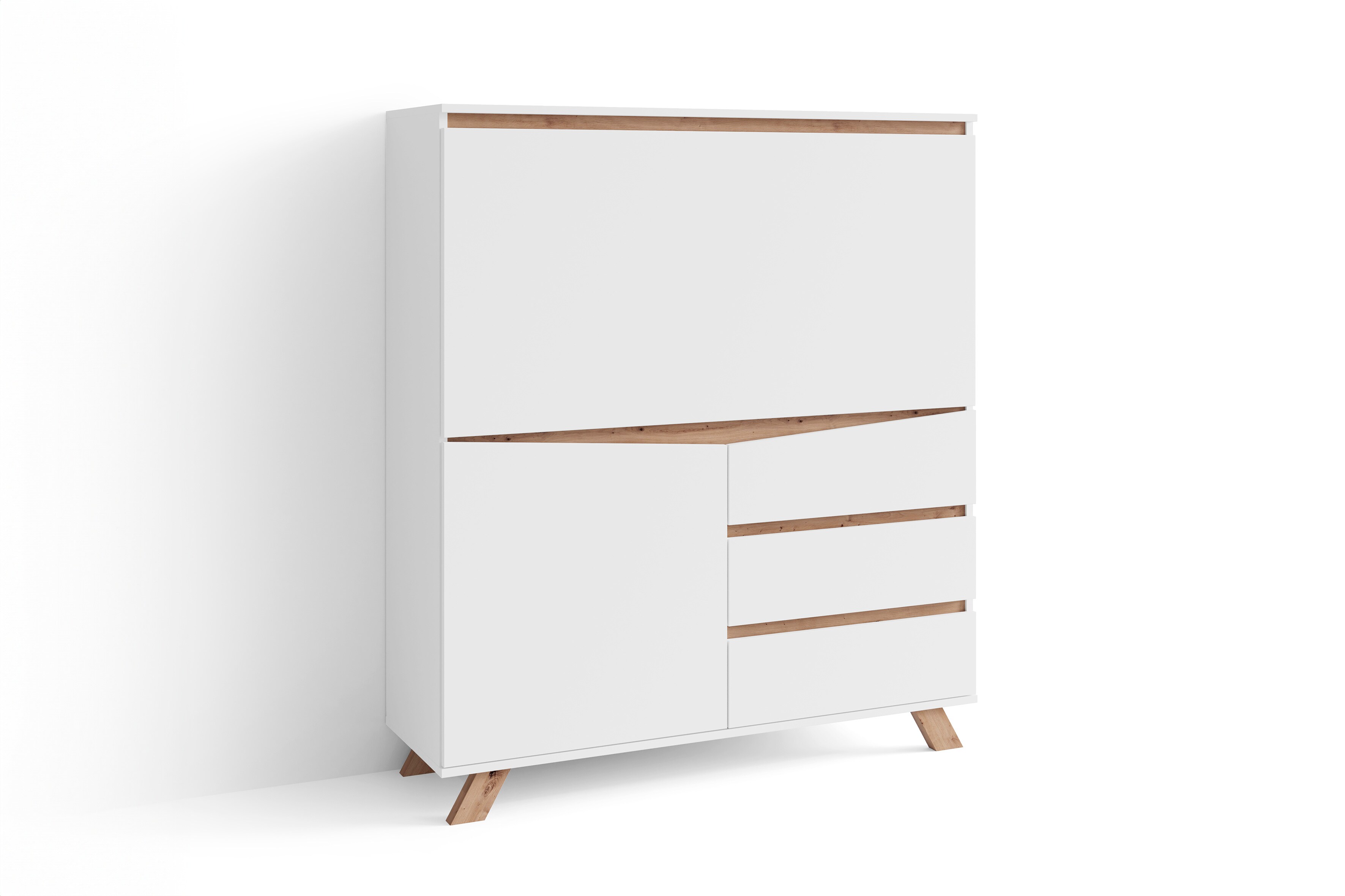 byLIVING Sekretär VALENTIN, Breite 120 cm, weiß/Artisan Eiche (Eiche-Optik)