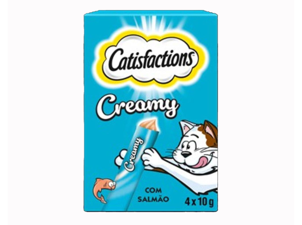 SNACK PARA GATO CATISFACTIONS CREAMY SALMÃO 4X10G