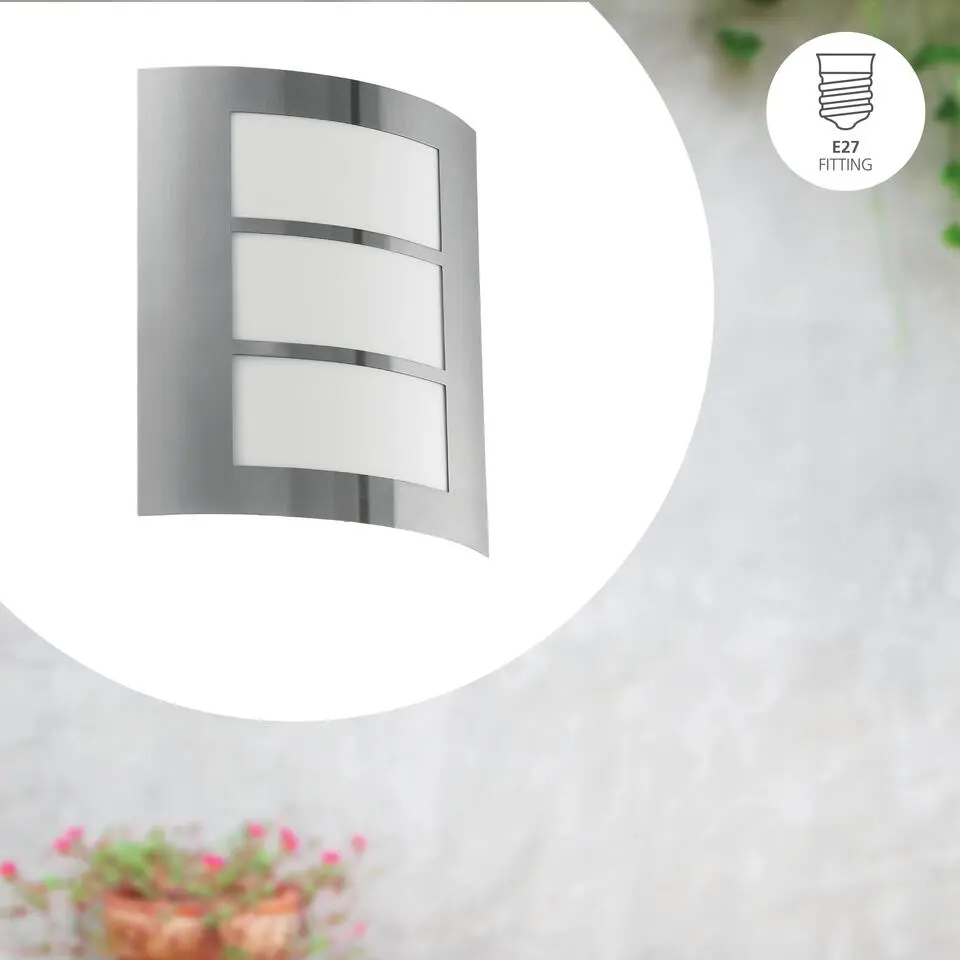 EGLO City Wandlamp - E27 - RVS/Kunststof - Wit/RVS