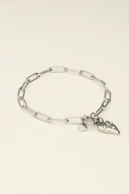 Armband met groot hart en parels