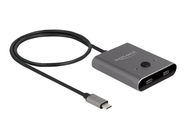 Delock Switch 2 to 1 - Hub - toveis, 8K, 10 Gbps - 2 x USB-C (Power Delivery) - stasjonær