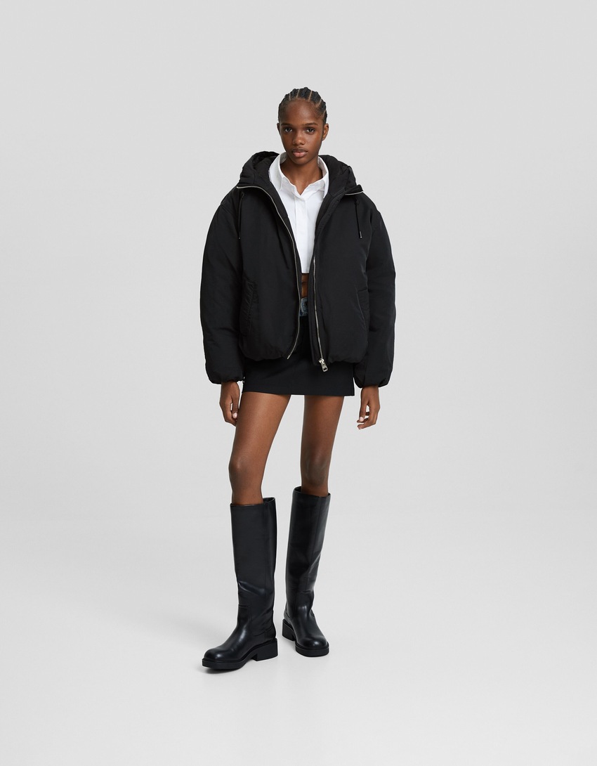Jaqueta puffer com capuz
