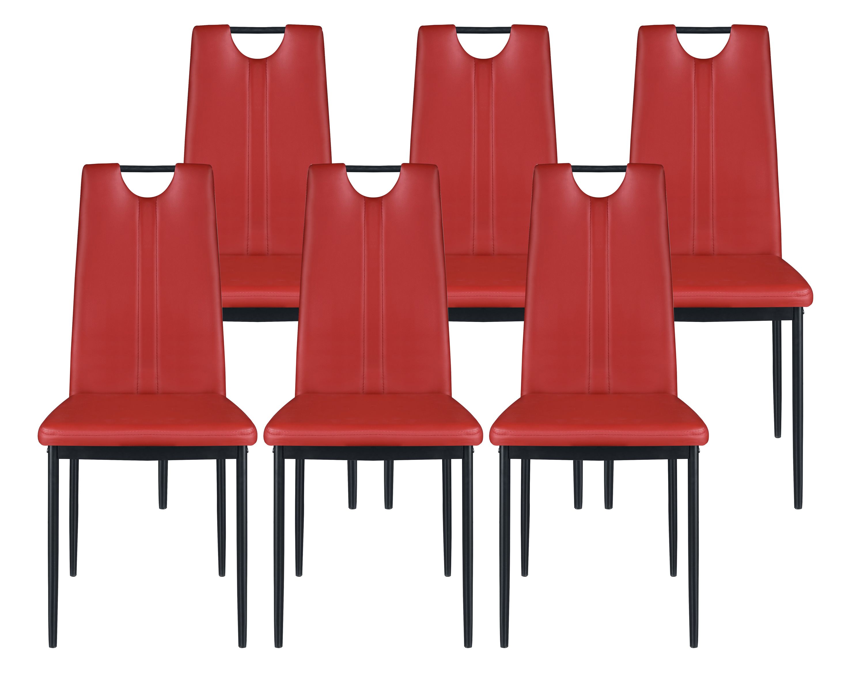 Esszimmerstuhl Leder IVO 6er Set rot