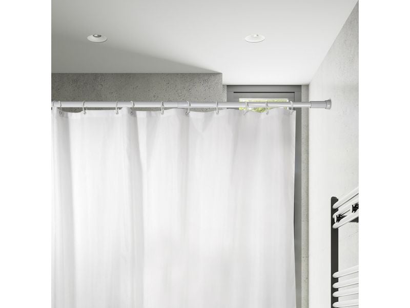 MSV Duschvorhangstange 70 - 120 cm, Weiss Ausziehbare Duschvorhangstange
