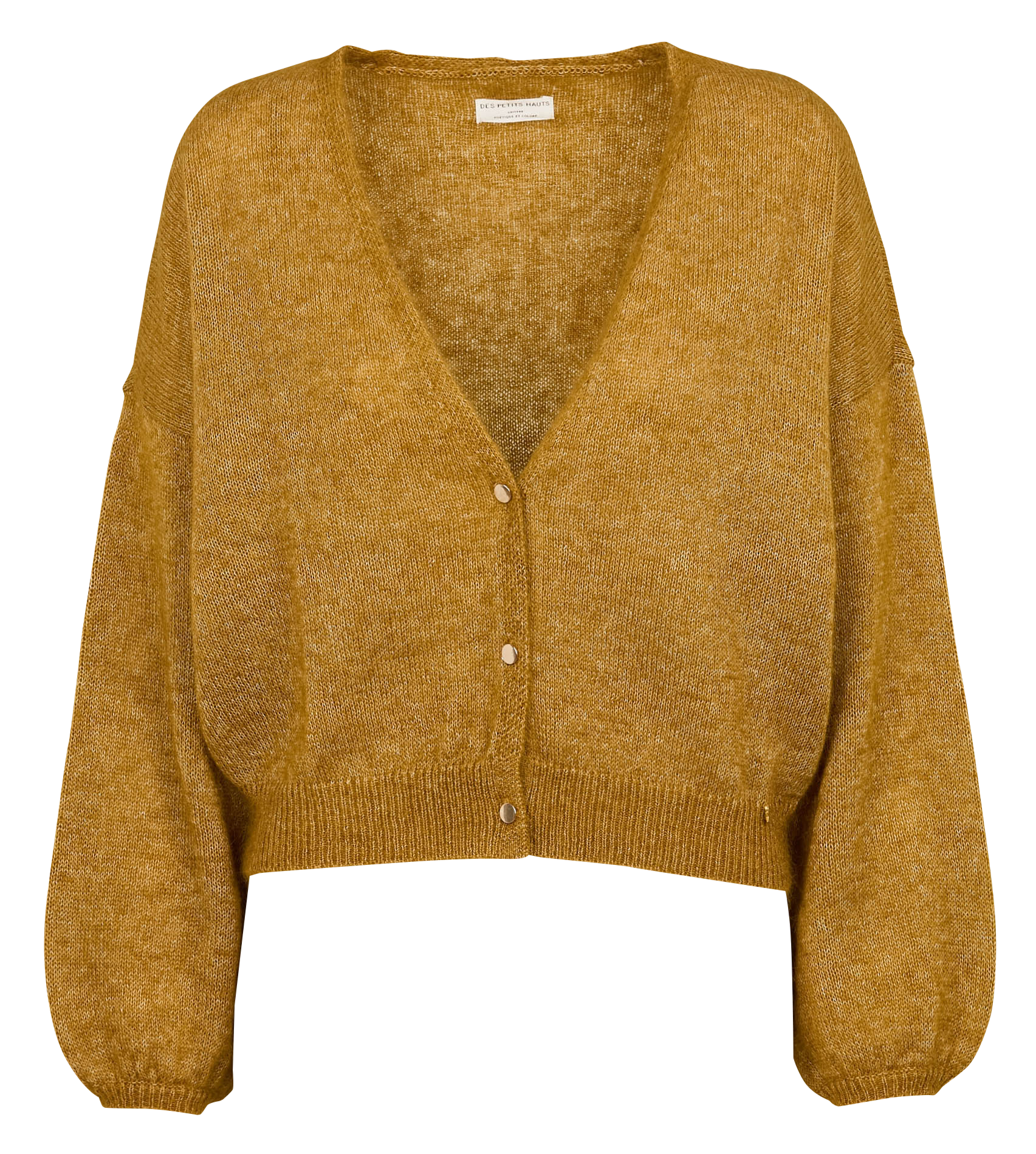 BUBULE - Gilet col V droit en maille | Orange