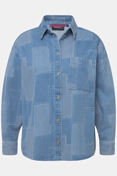 Jeanshemd, Patchlook, Oversized, Hemdkragen, Langarm