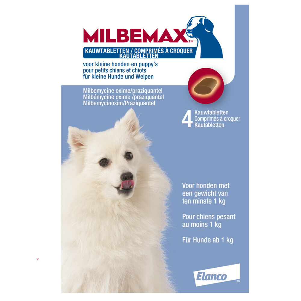 Milbemax Ontworming Kauwtabletten Hond 1 - 5 kg4 tabletten