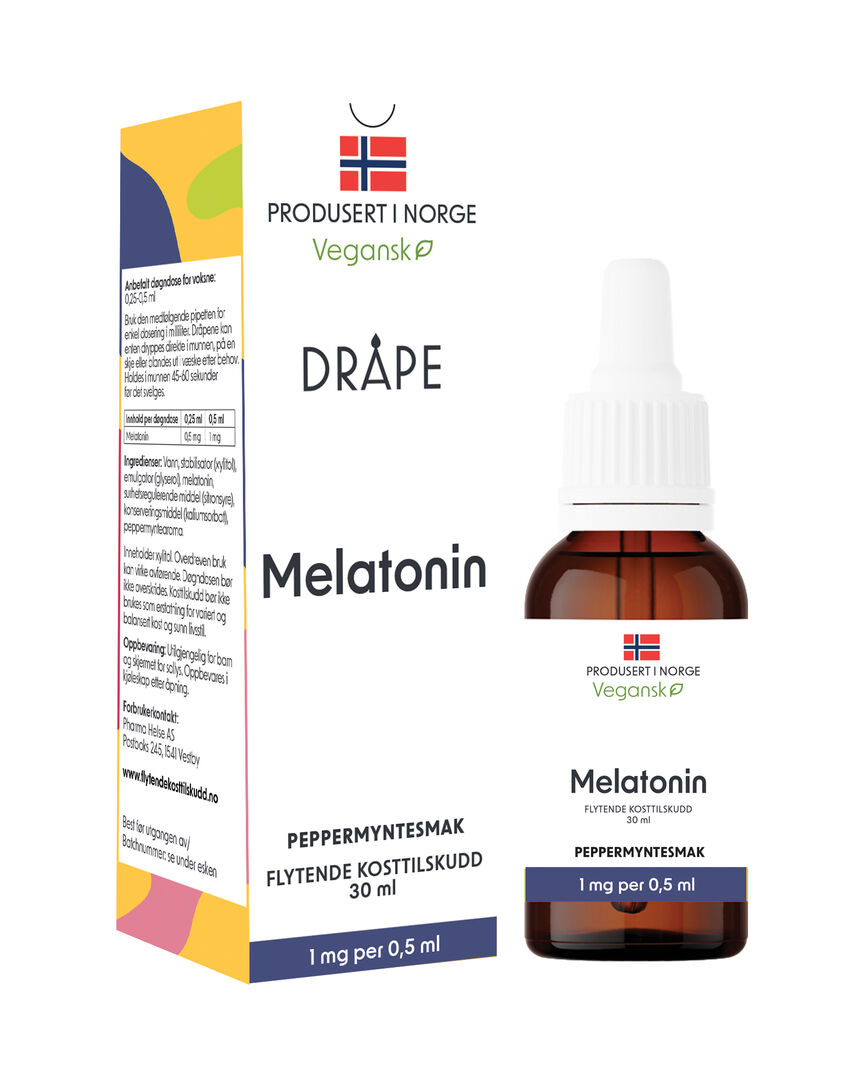Dråpe vegansk melatonin peppermyntesmak 30 ml