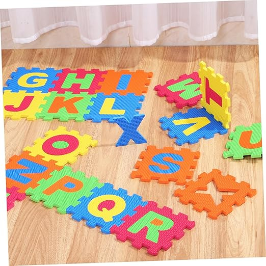 (26er Set) 29x29cm Schaumstoff XXL Kinder Puzzle Spielmatte Buchstaben Boden Baby Krabbel Teppich Fliesen - Bunt