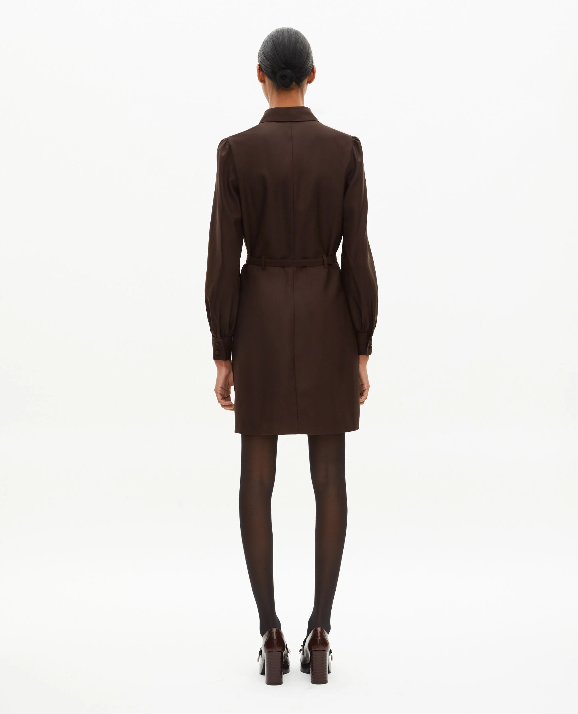 Robe courte en laine marron