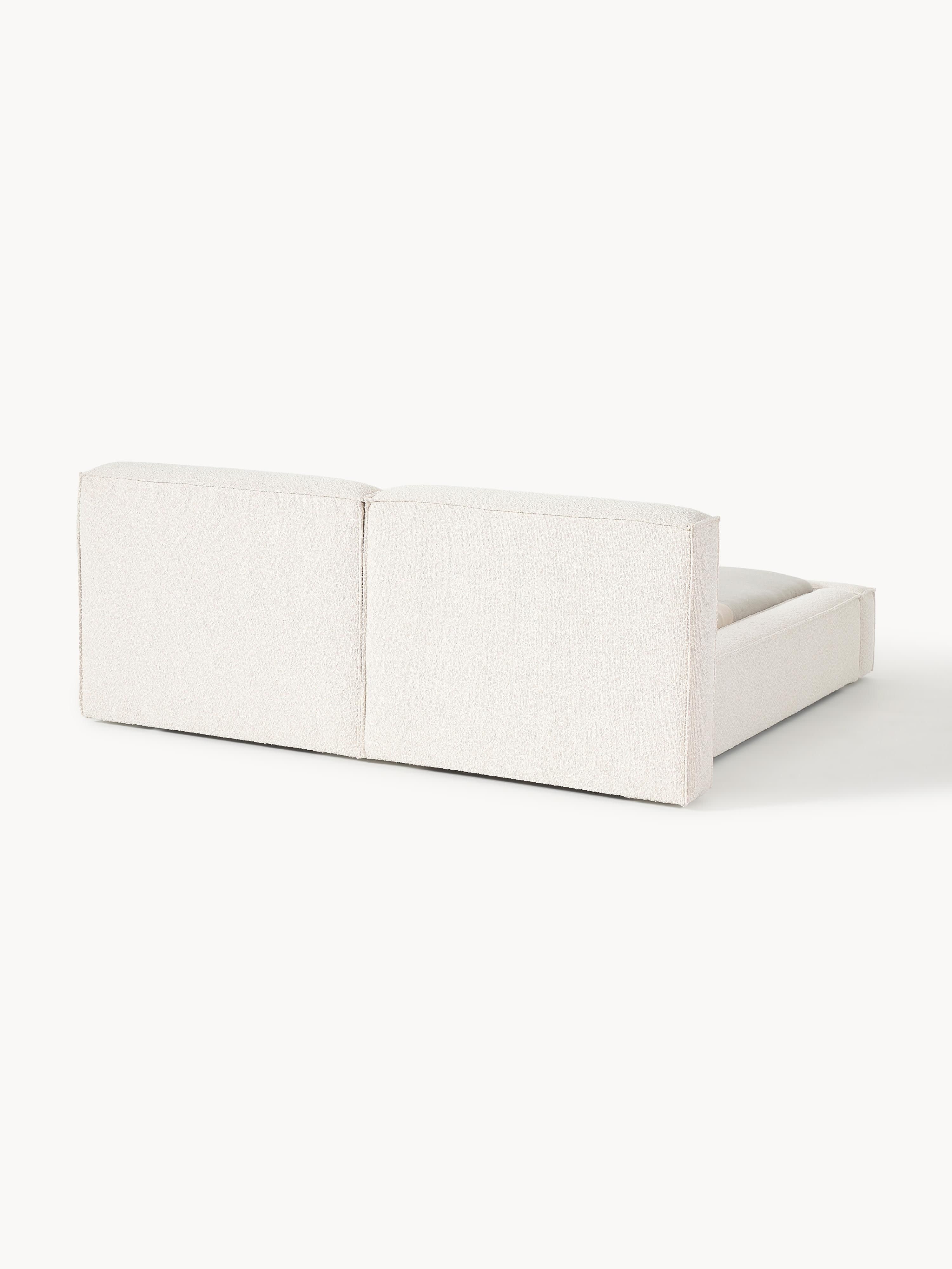 Bouclé gestoffeerd bed Lennon met opbergruimte