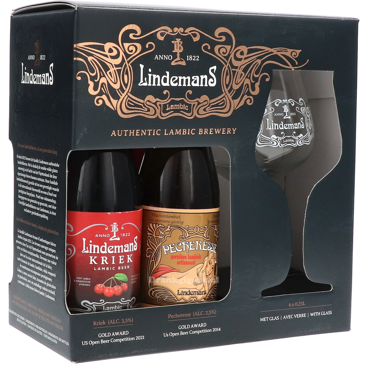 Lindemans Biercadeau Fruitexplosie met bokaal 100 cl