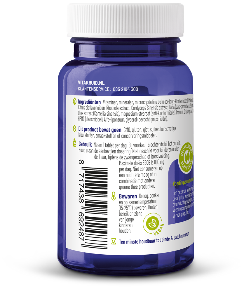 Vitakruid Multi Dag Vrouw Sport 100% Vegan (30 tabletten)