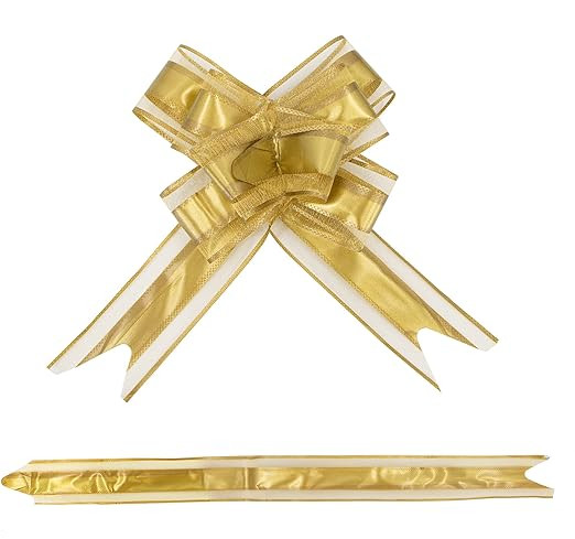 (10er Set) 20cm Wiederverwendbare Geschenk Maschen Deko Zug Schleifen - Gold