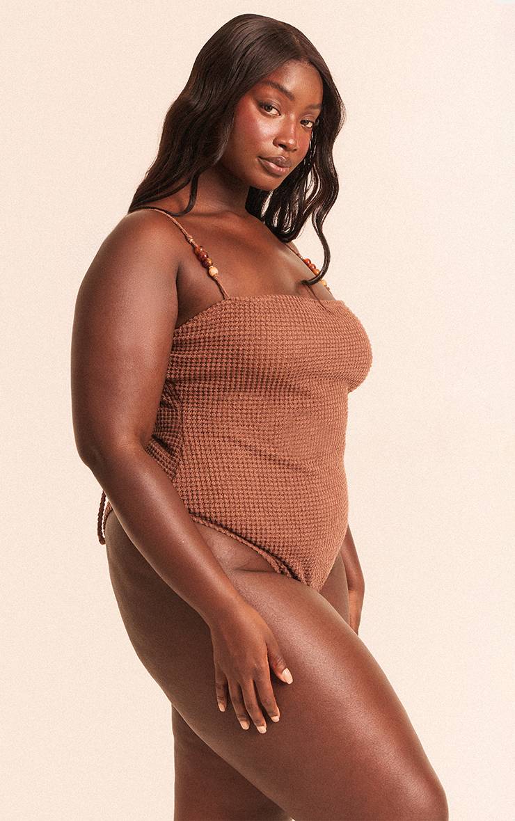 Moka Maillot De Bain Asymétrique À Bretelle Unique Avec Perles Et Finition Crochet Grande Taille