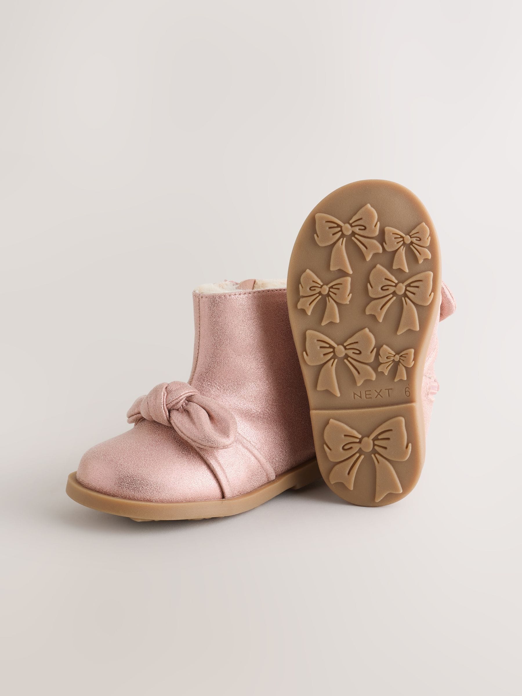 Roze - Metallic laarzen met strik