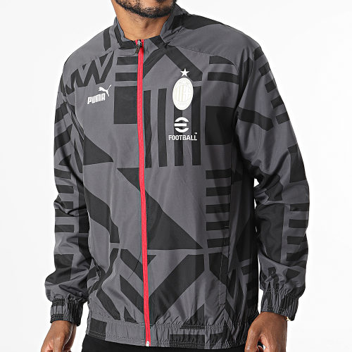Veste Zippée AC Milan Prematch 767551 Gris Anthracite