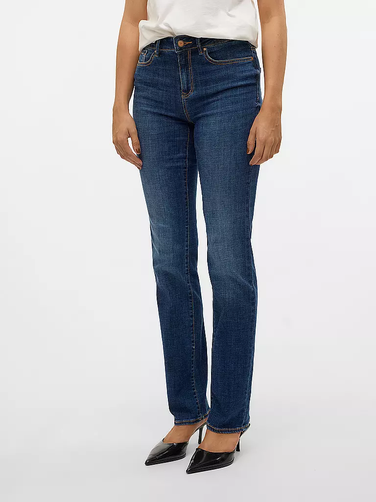 VERO MODA Jeans Straight Fit VMFLASH dunkelblau
