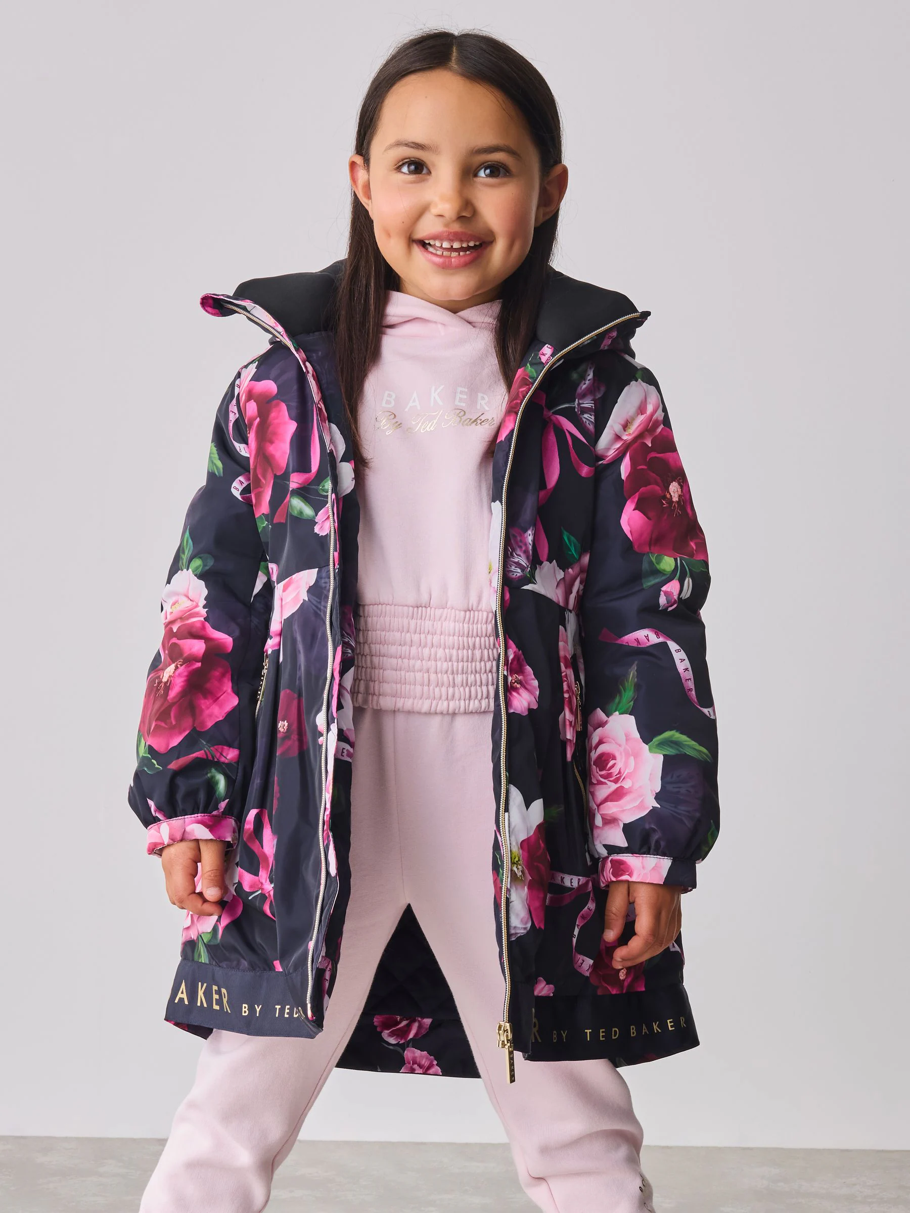 Marineblauw - Baker by Ted Baker regenjas met merklogo op de zoom