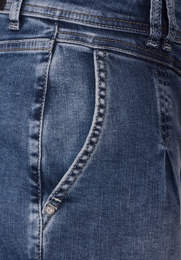 Loose Fit Balloon Jeans - indigo random wash