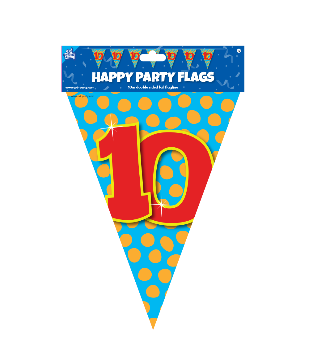 Vlaggenlijn 10 Jaar Gekleurd 10m