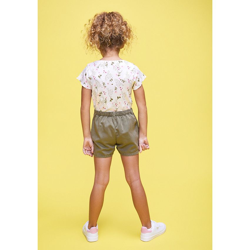 Jupe-short effet plissé pour fille - Vert