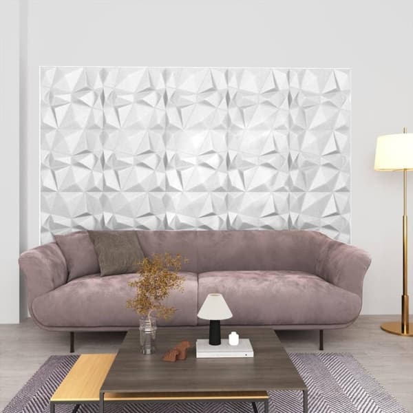 vidaXL 3D-veggpaneler 12 stk 50x50 cm diamant hvit 3 m²