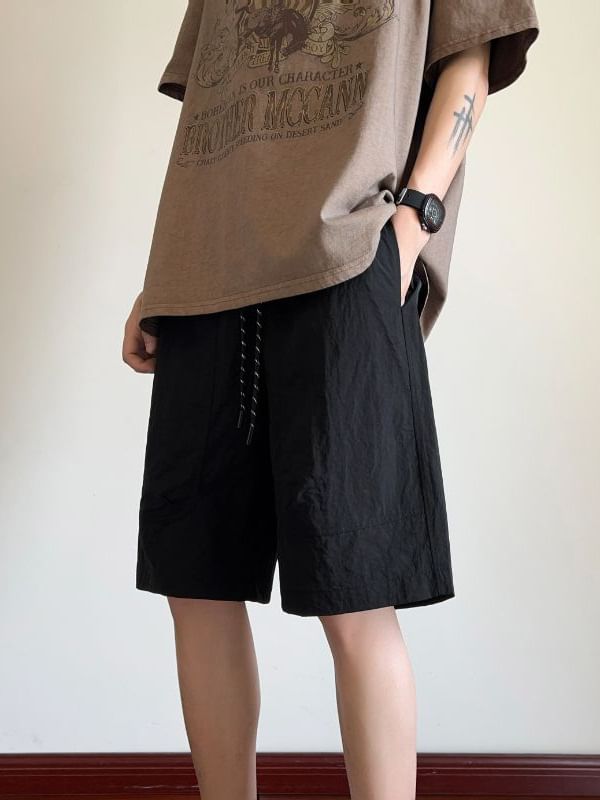 Obikan - Effen shorts met trekkoordtaille